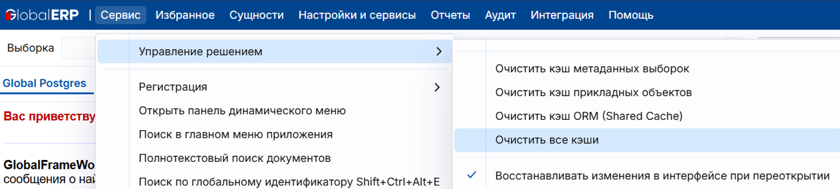 Очистить все кэши